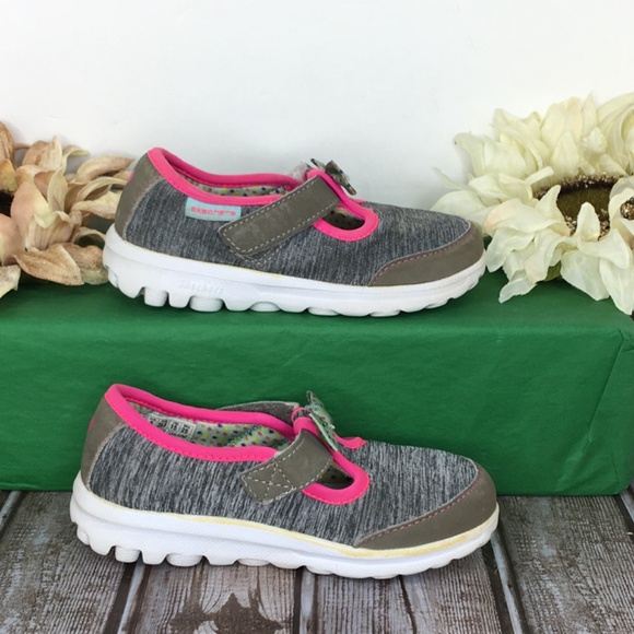 Skechers Kids Go Walk Bitty Bow memory foam Sneaker, Toddler 9, Gray/Pink - Picture 5 of 10